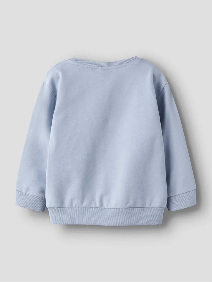 Lysblå barnesweater med ribbet kant, myk og komfortabel barneklær for små barn