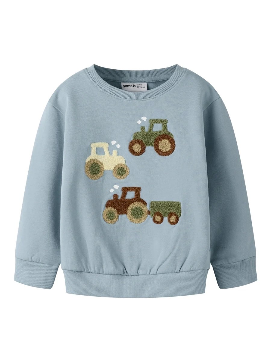 name it mini HALVOR TRAKTOR LS SWEAT - Blue Fog | Torgunns Barneklær AS