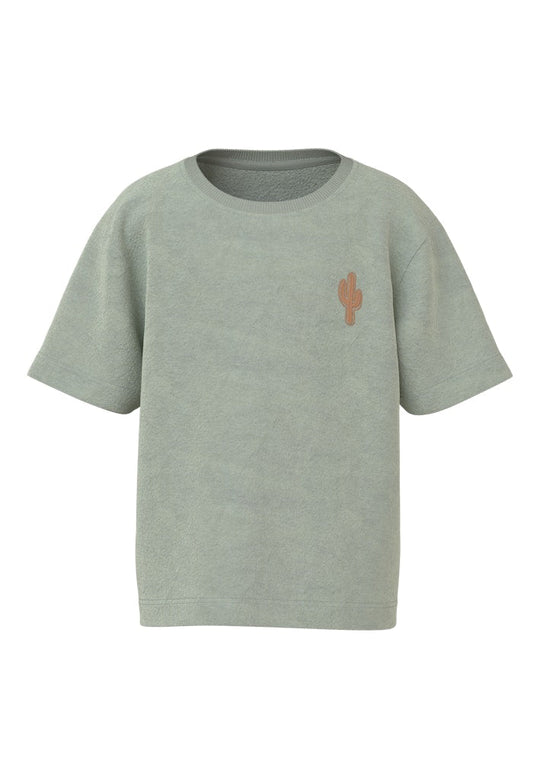 name it mini HANNIBAL NREG TERRY SS TOP - Aqua Gray | Torgunns Barneklær AS