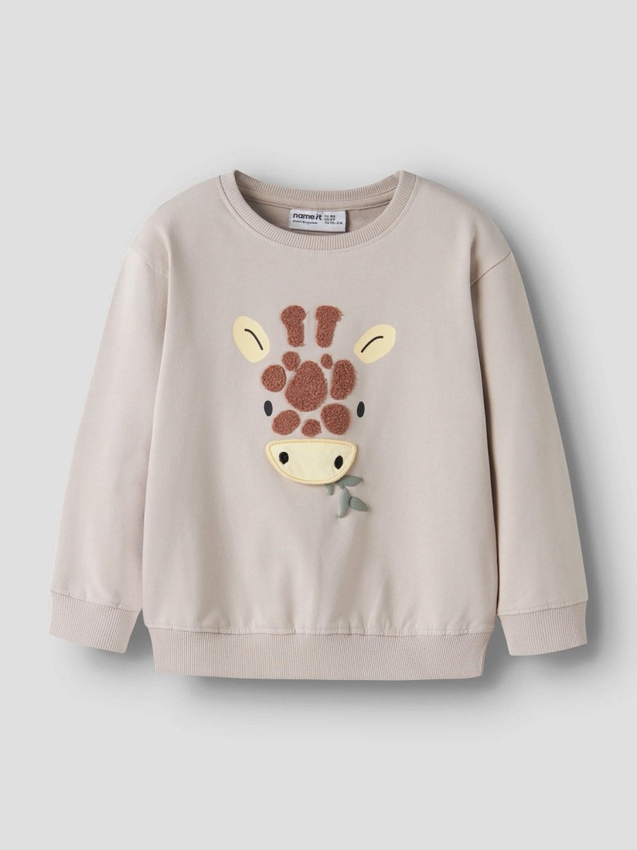 name it mini HOLE LS SWEAT - Chateau Gray | Torgunns Barneklær AS
