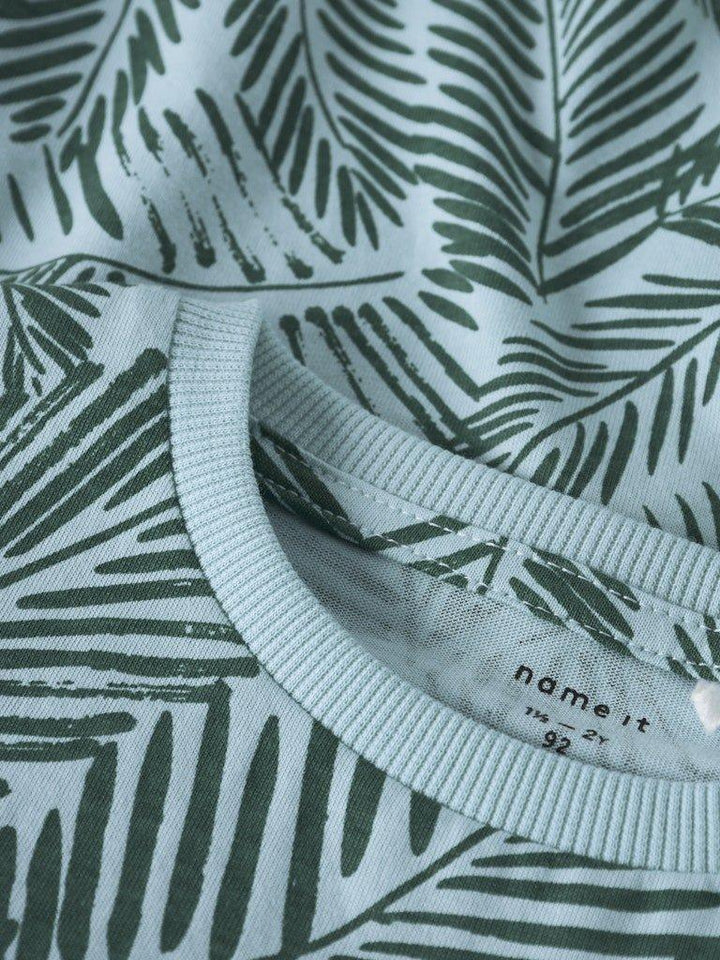 Barnet-skjorte med grønne palmeblad, myk bomull, 1½–2 år