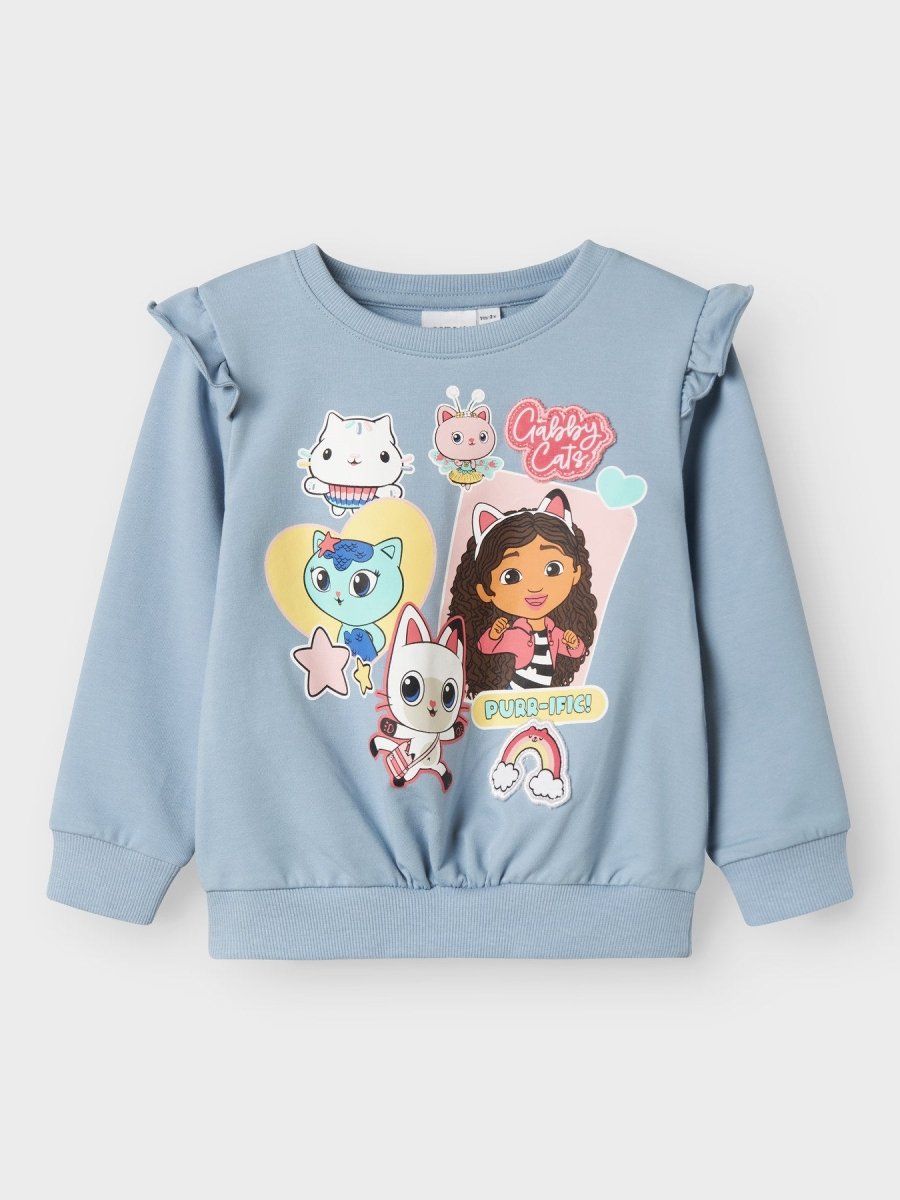 name it mini JYLA GABBY SWEAT - Dusty Blue | Torgunns Barneklær AS