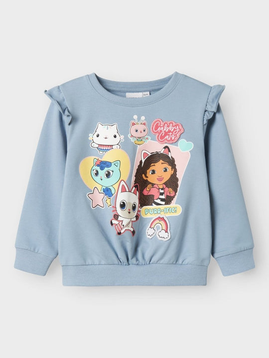 name it mini JYLA GABBY SWEAT - Dusty Blue | Torgunns Barneklær AS