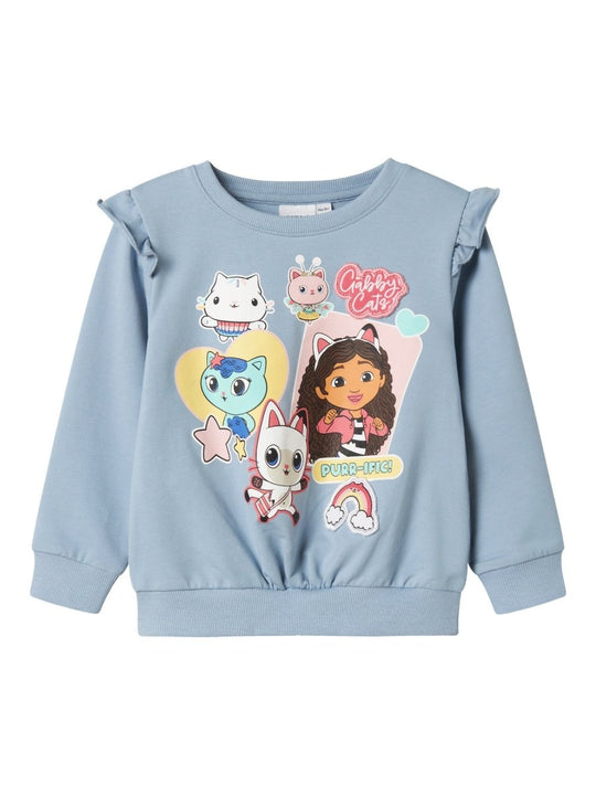 name it mini JYLA GABBY SWEAT - Dusty Blue | Torgunns Barneklær AS