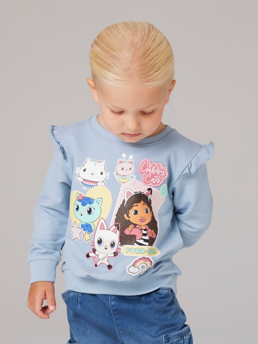 name it mini JYLA GABBY SWEAT - Dusty Blue | Torgunns Barneklær AS