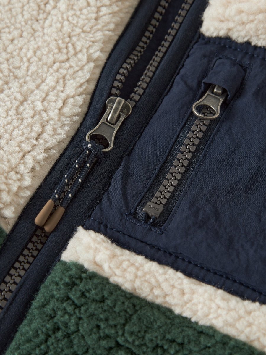 name it mini MACEY TEDDY JACKET BLOCK NOOS - Jungle Green | Torgunns Barneklær AS