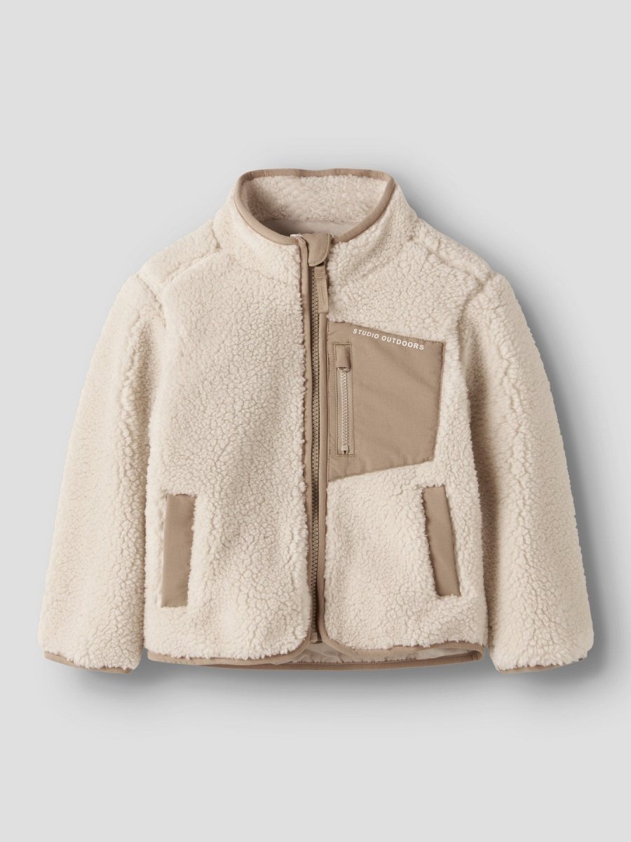 name it mini MATTIA SHERPA JACKET - Moonbeam | Torgunns Barneklær AS