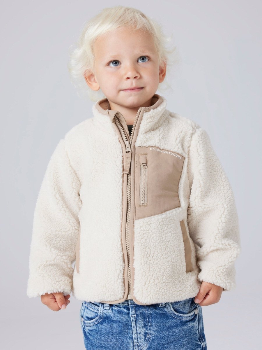 name it mini MATTIA SHERPA JACKET - Moonbeam | Torgunns Barneklær AS