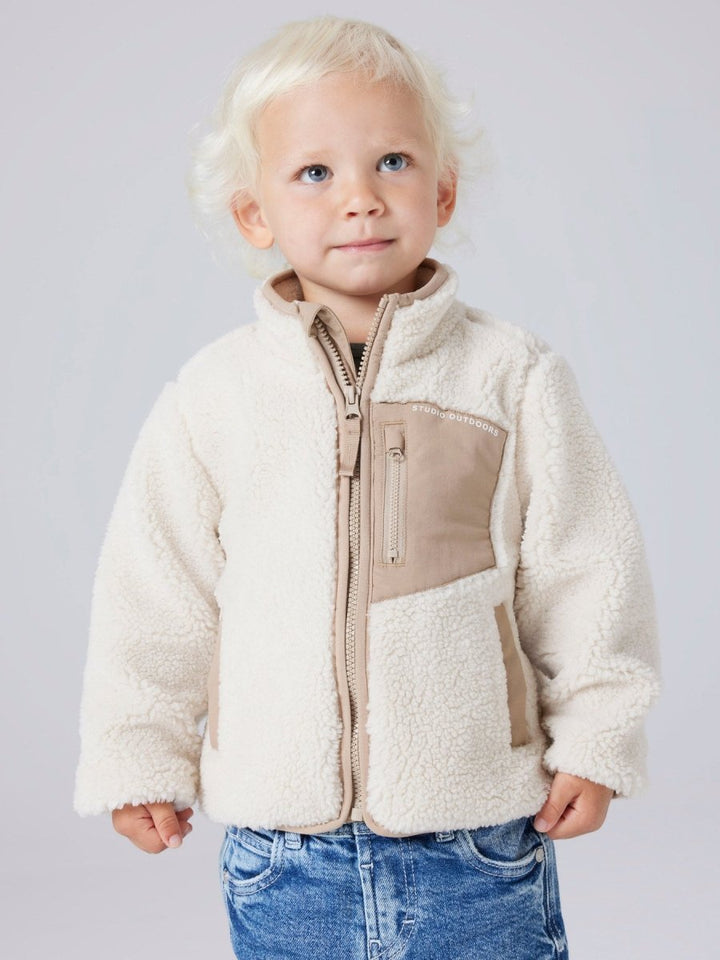name it mini MATTIA SHERPA JACKET - Moonbeam | Torgunns Barneklær AS