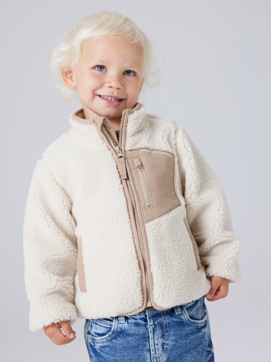 name it mini MATTIA SHERPA JACKET - Moonbeam | Torgunns Barneklær AS