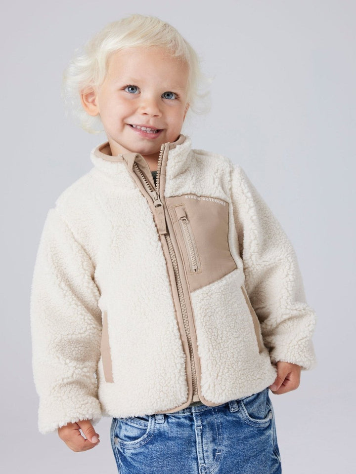 name it mini MATTIA SHERPA JACKET - Moonbeam | Torgunns Barneklær AS