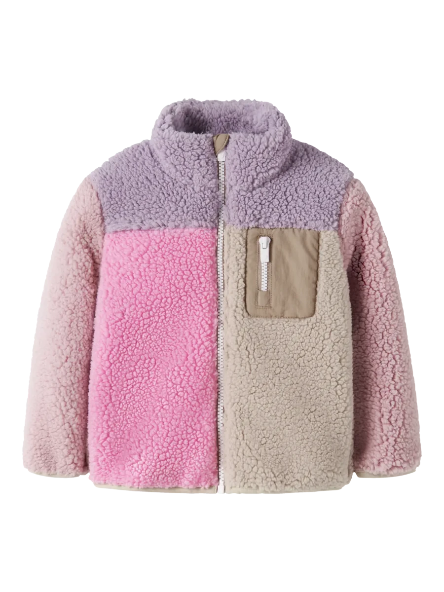 name it mini MONICA TEDDY JACKET BLOCK - Peyote | Torgunns Barneklær AS