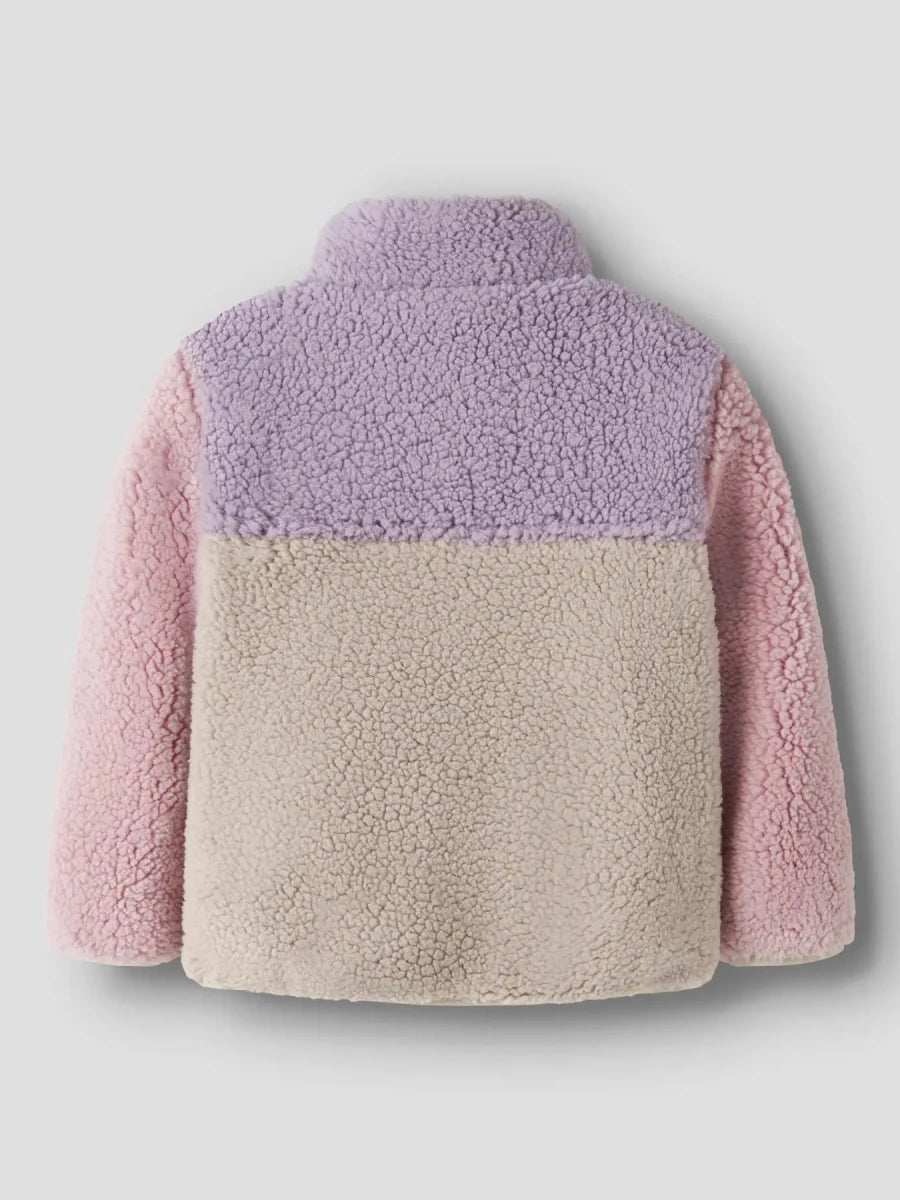 name it mini MONICA TEDDY JACKET BLOCK - Peyote | Torgunns Barneklær AS