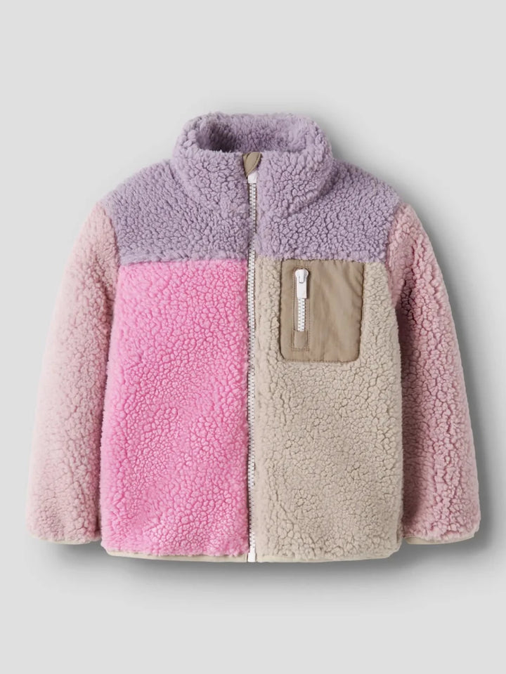 name it mini MONICA TEDDY JACKET BLOCK - Peyote | Torgunns Barneklær AS