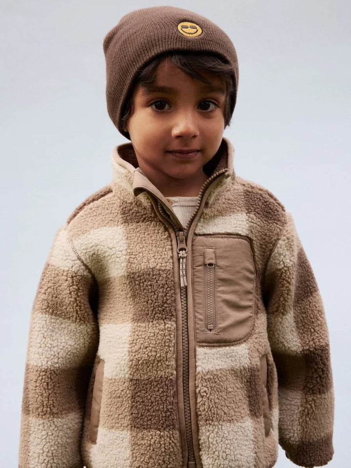 name it mini MONICO Sherpa jakke - Fossil | Torgunns Barneklær AS