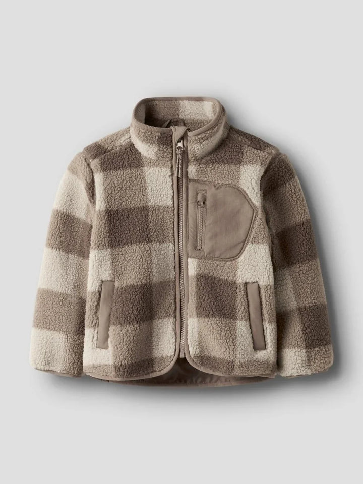 name it mini MONICO Sherpa jakke - Fossil | Torgunns Barneklær AS