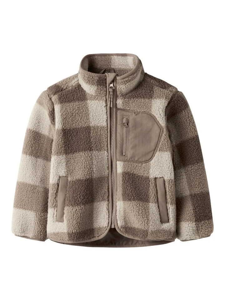 name it mini MONICO Sherpa jakke - Fossil | Torgunns Barneklær AS
