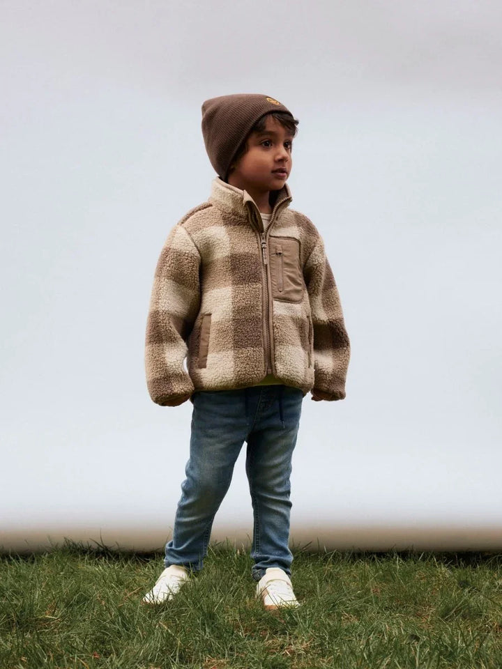 name it mini MONICO Sherpa jakke - Fossil | Torgunns Barneklær AS
