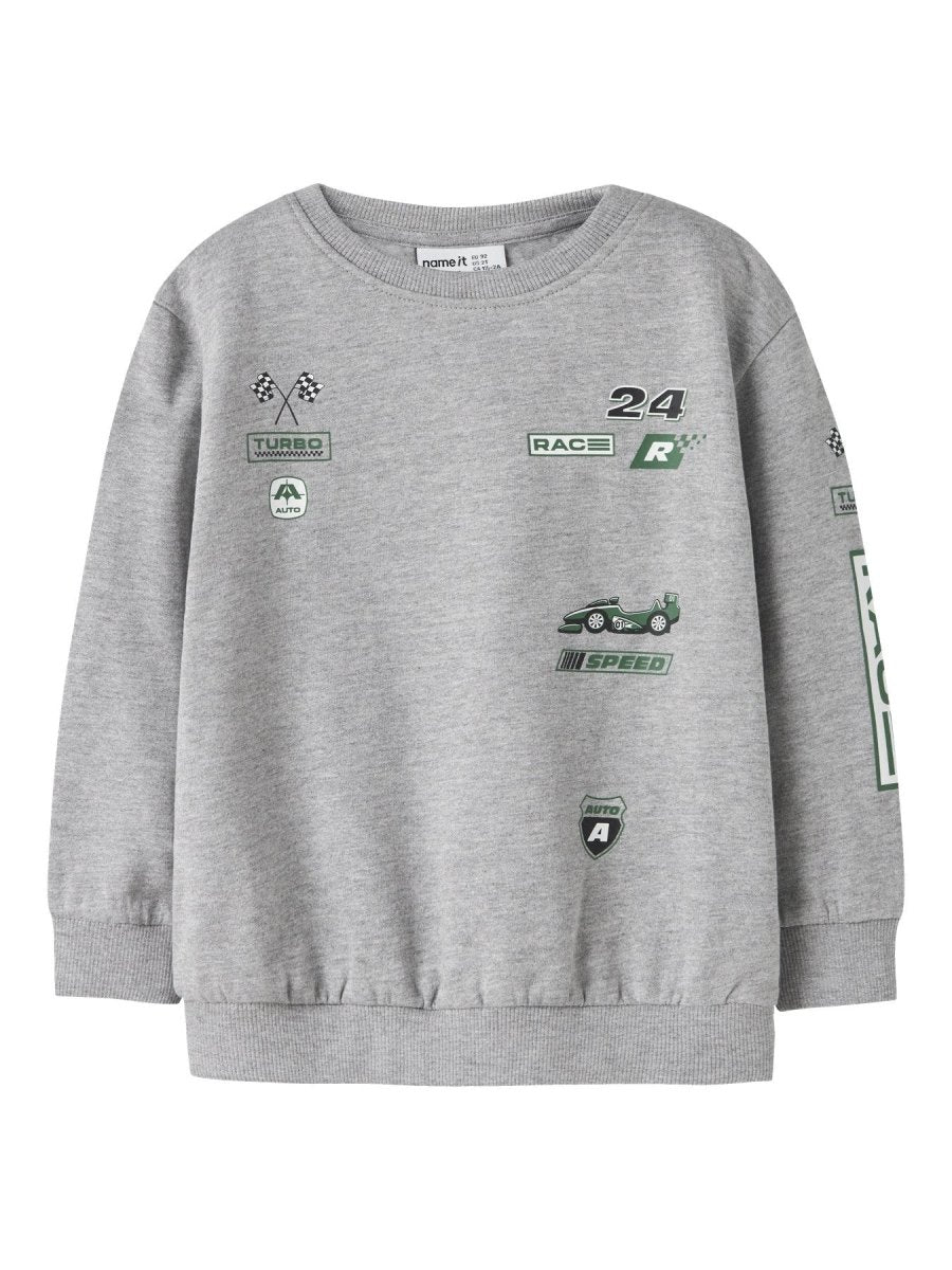 name it mini NILIUS LS SWEAT - Grey Melange | Torgunns Barneklær AS