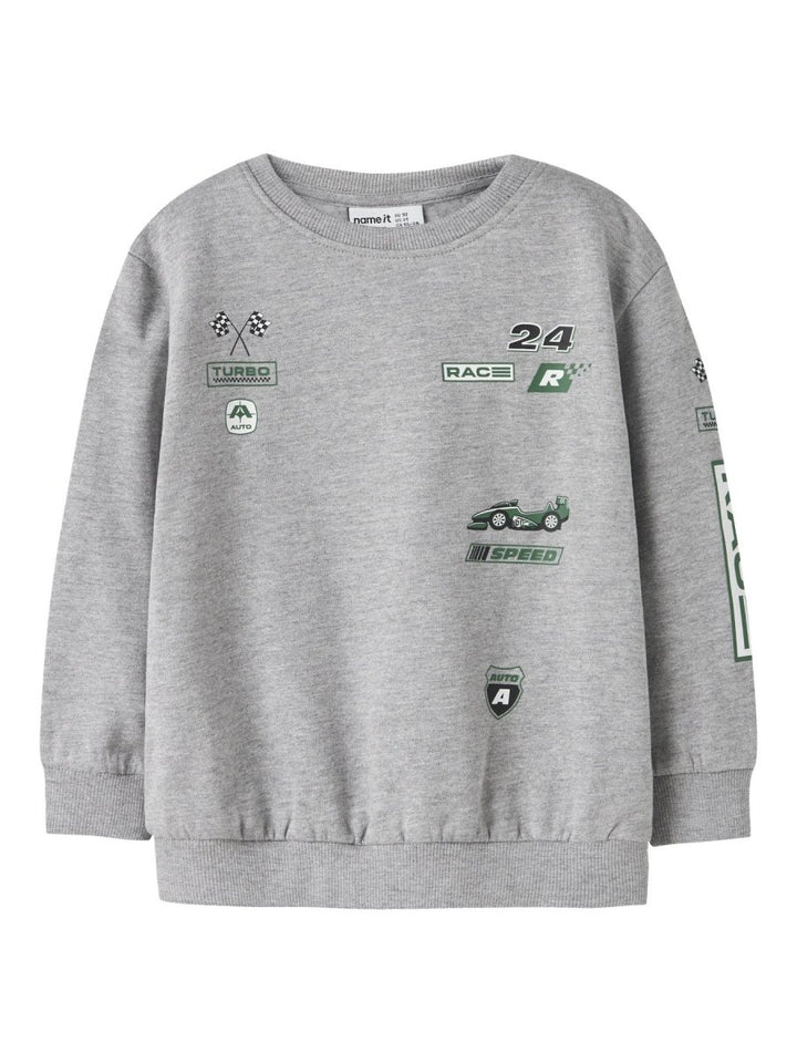 name it mini NILIUS LS SWEAT - Grey Melange | Torgunns Barneklær AS