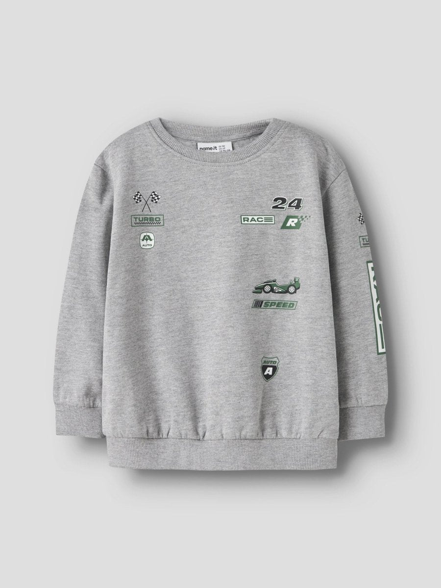 name it mini NILIUS LS SWEAT - Grey Melange | Torgunns Barneklær AS