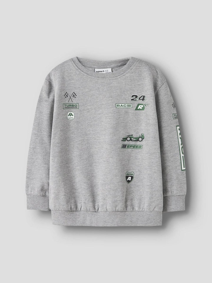 name it mini NILIUS LS SWEAT - Grey Melange | Torgunns Barneklær AS