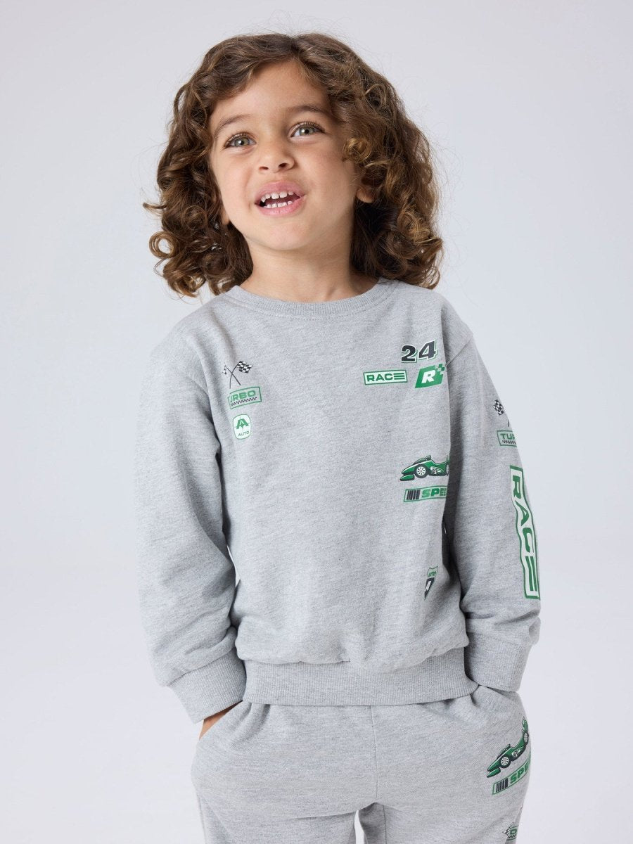 name it mini NILIUS LS SWEAT - Grey Melange | Torgunns Barneklær AS