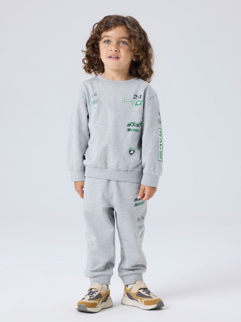 name it mini NILIUS SWEAT PANT - Grey Melange | Torgunns Barneklær AS