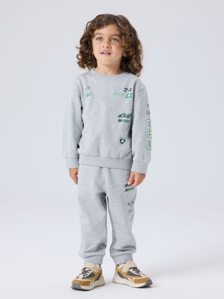 name it mini NILIUS SWEAT PANT - Grey Melange | Torgunns Barneklær AS