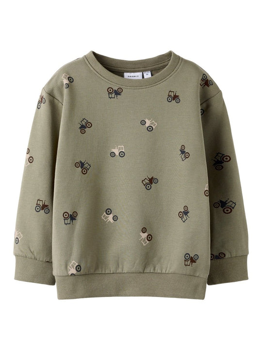 name it mini NIVANO LS SWEAT - Dusty Olive | Torgunns Barneklær AS