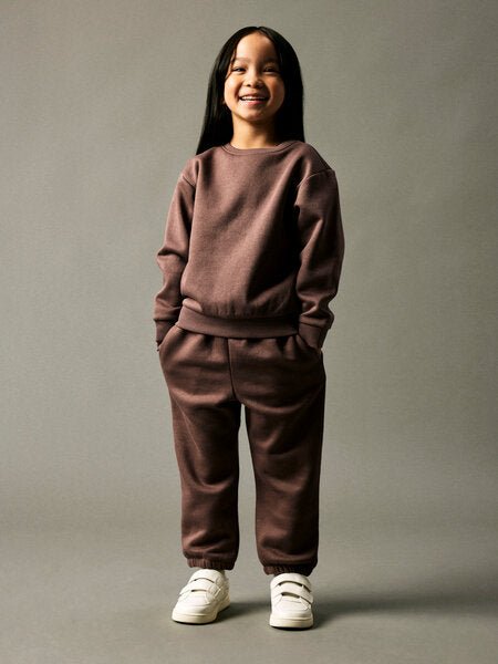 name it mini OANNE LS NREG SWEAT SET - Peppercorn | Torgunns Barneklær AS