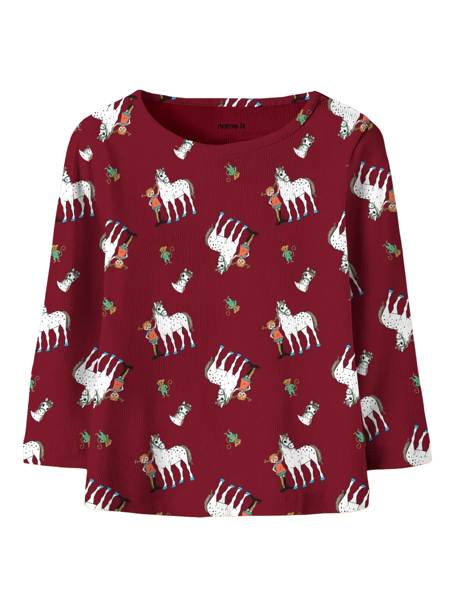 name it Mini OKKA PIPPI genser – Red Dahlia | Torgunns Barneklær AS