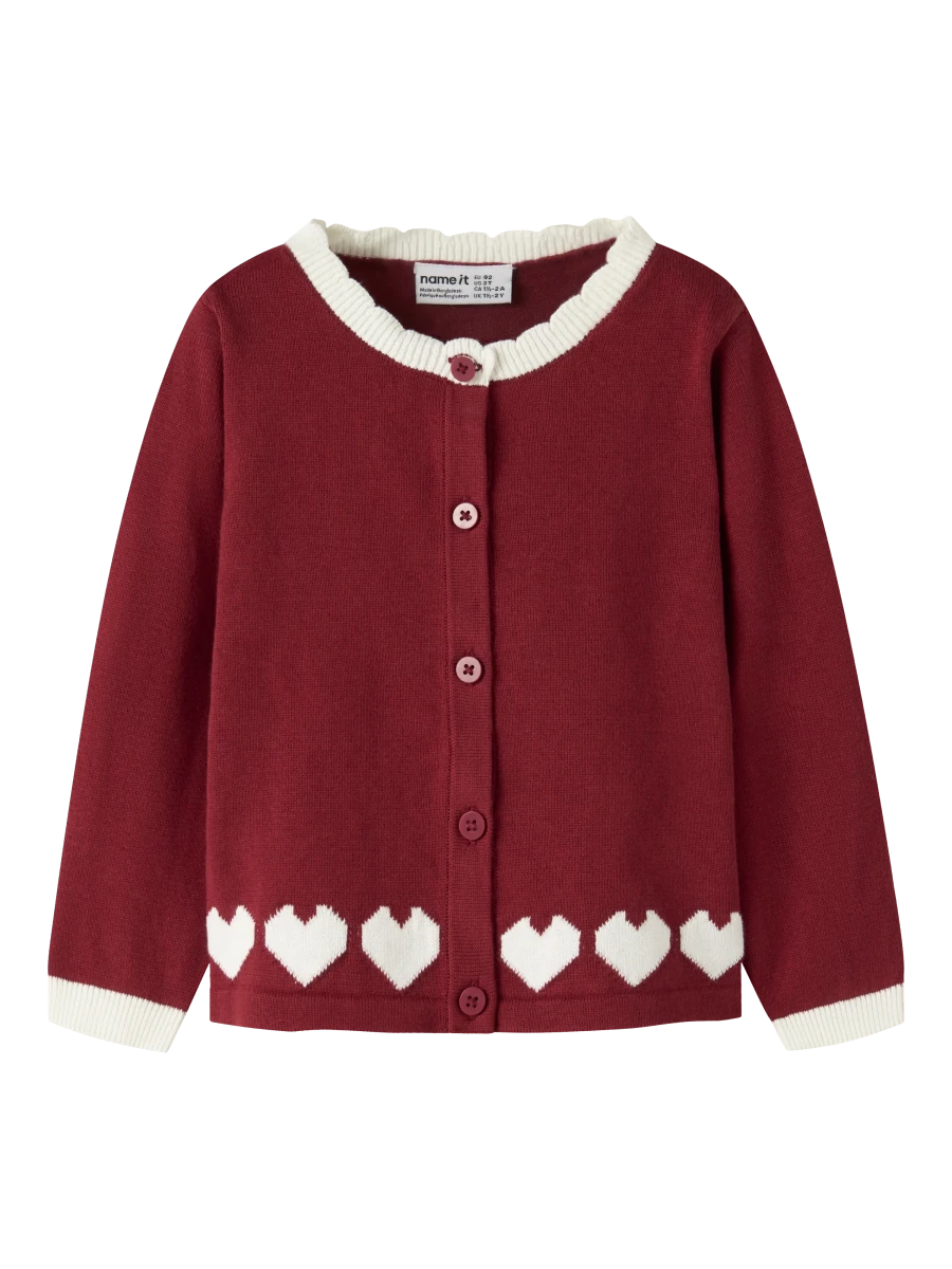 name it mini RALBOS strikkecardigan - Red Dahlia | Torgunns Barneklær AS