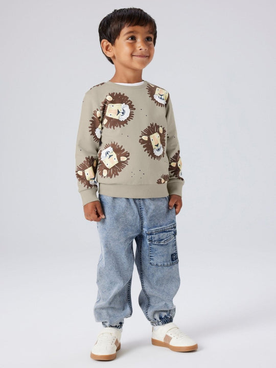 name it mini SAKU SWEATSHIRT - Silver Lining | LION | Torgunns Barneklær AS