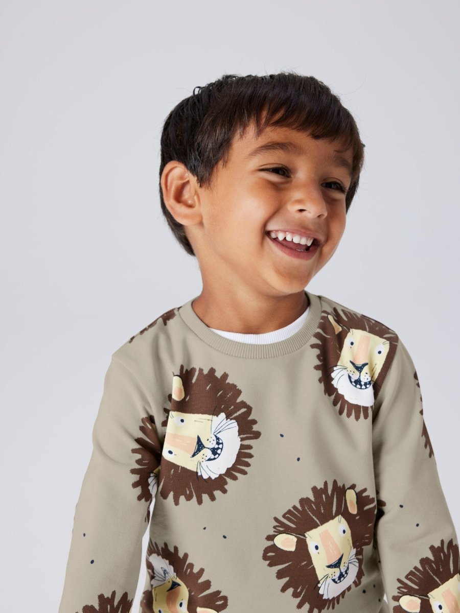 name it mini SAKU SWEATSHIRT - Silver Lining | LION | Torgunns Barneklær AS