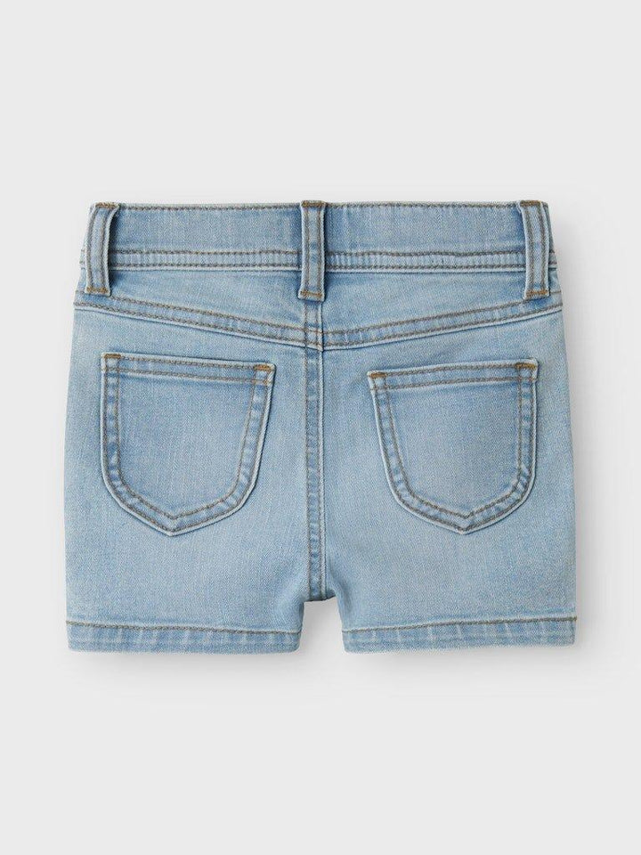 Lysblå jeansshorts for barn med lommer og belteøyer, myk og bekvem barneklær