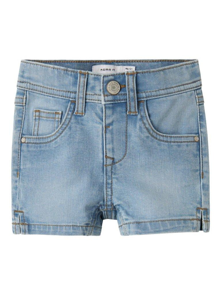 Lysblå denim shorts for spedbarn, myke og bekvemme barneklær i ull og bomull