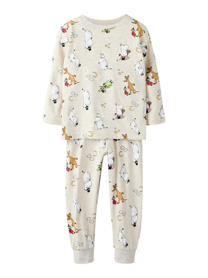 Myke Moomin-pyjamas med sjarmante tegneseriefigurer for spedbarn og småbarn, ideelle barneklær.