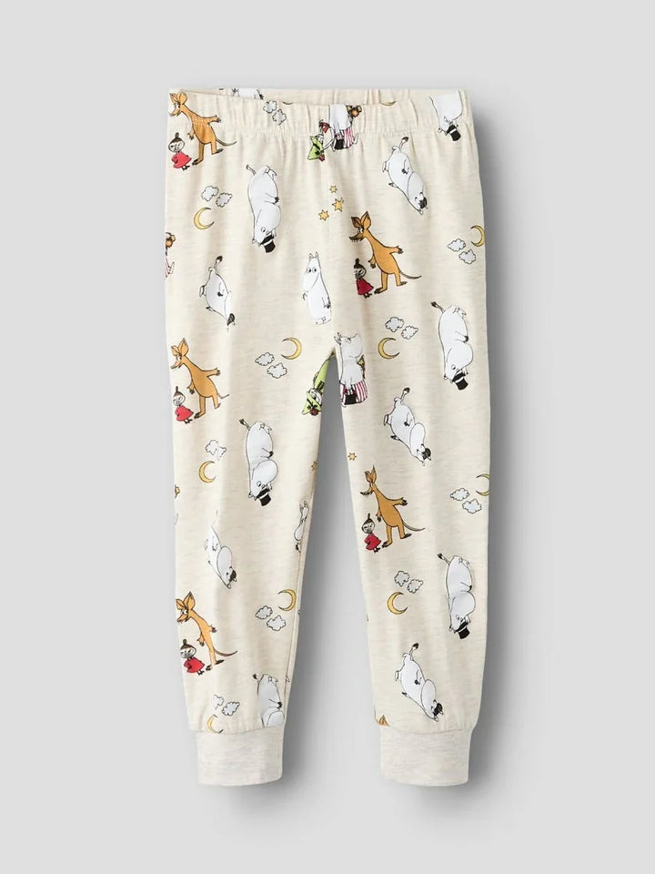 Moomin-barnepyjamas med gullmåne og dyremønster, myke og bekvemme for små barn