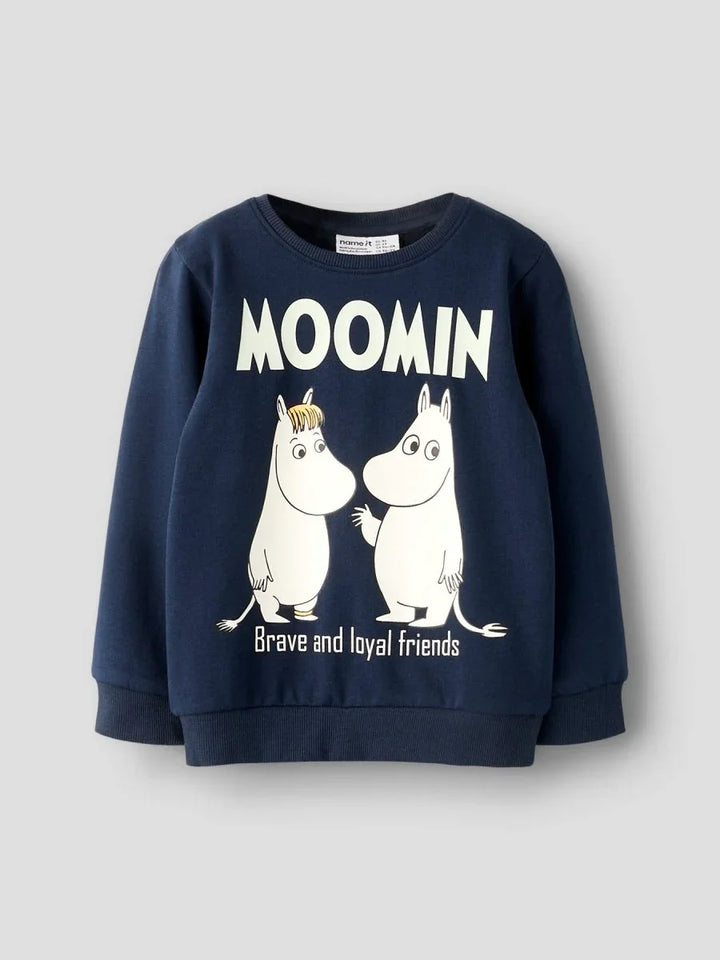 Moomin barne genser med Moomin og Snorkmaiden, myk ull og trykk for små barn 0-8 år