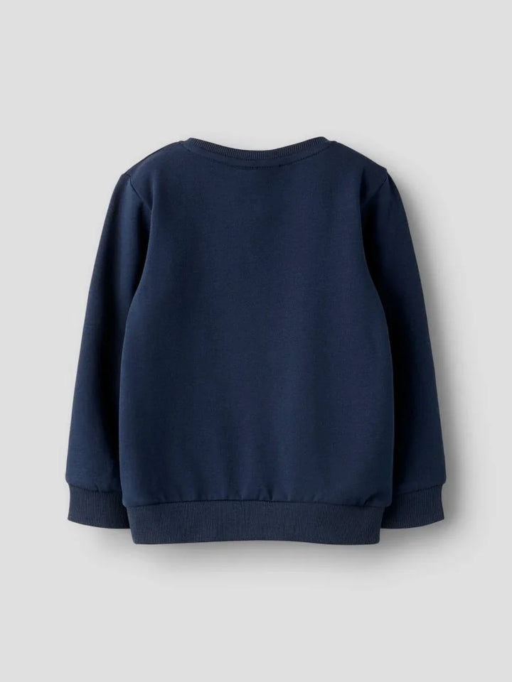 Mørkeblå barnesweater med ribbet kant, myk og komfortabel barneklær for små barn