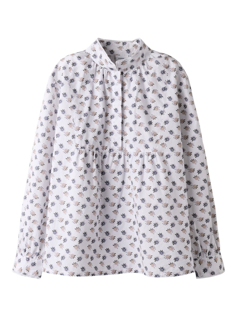 name it mini TERINA Bunadskjorte Barn – Bright White Flowers | Torgunns Barneklær AS