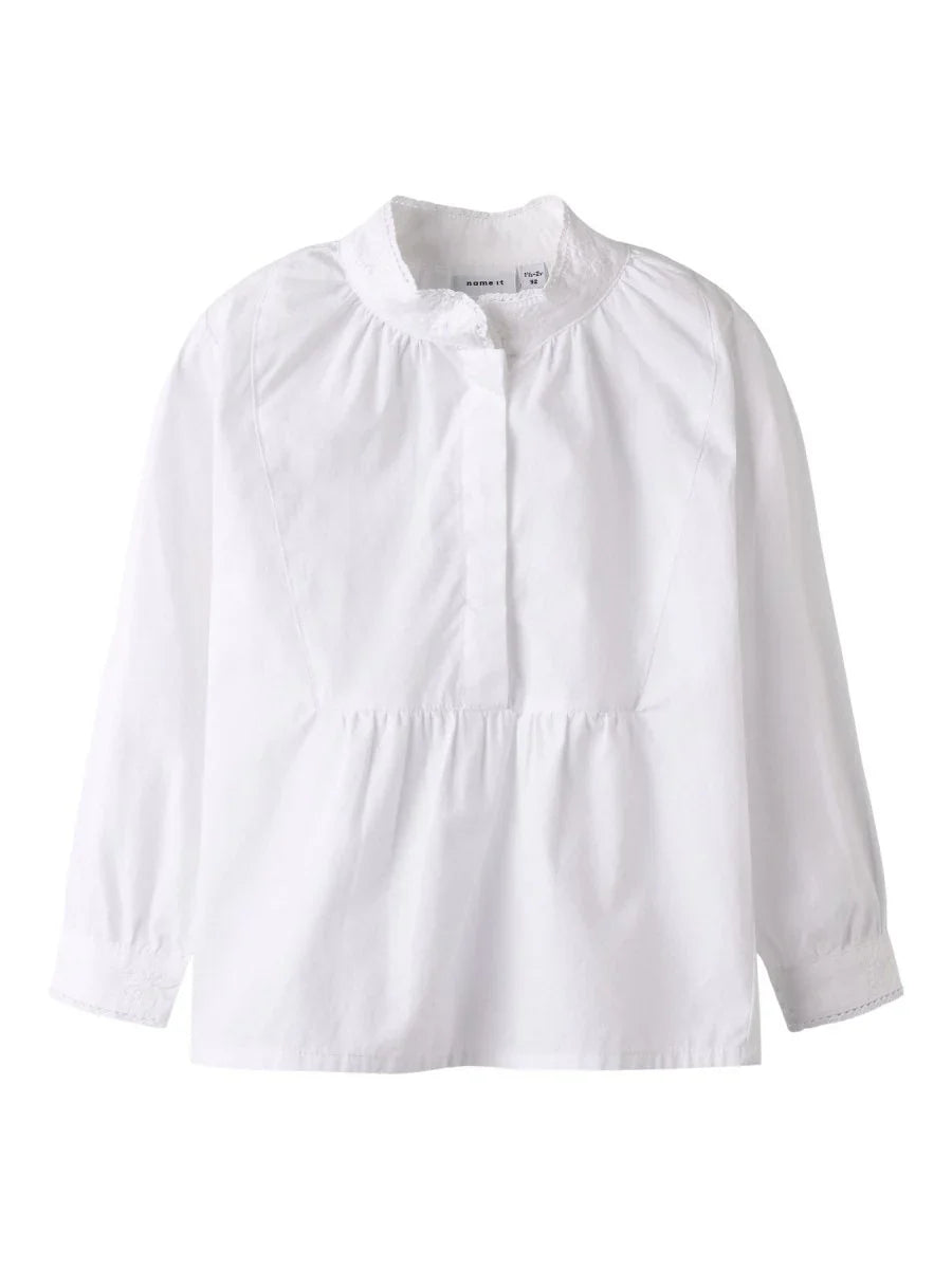 name it mini TERINA bunadskjorte – Bright White | Torgunns Barneklær AS