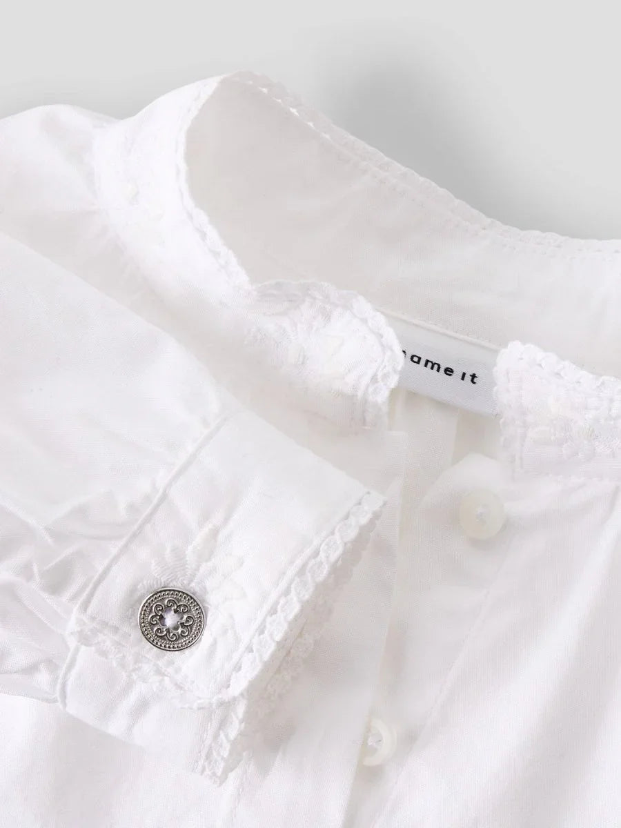 name it mini TERINA bunadskjorte – Bright White | Torgunns Barneklær AS