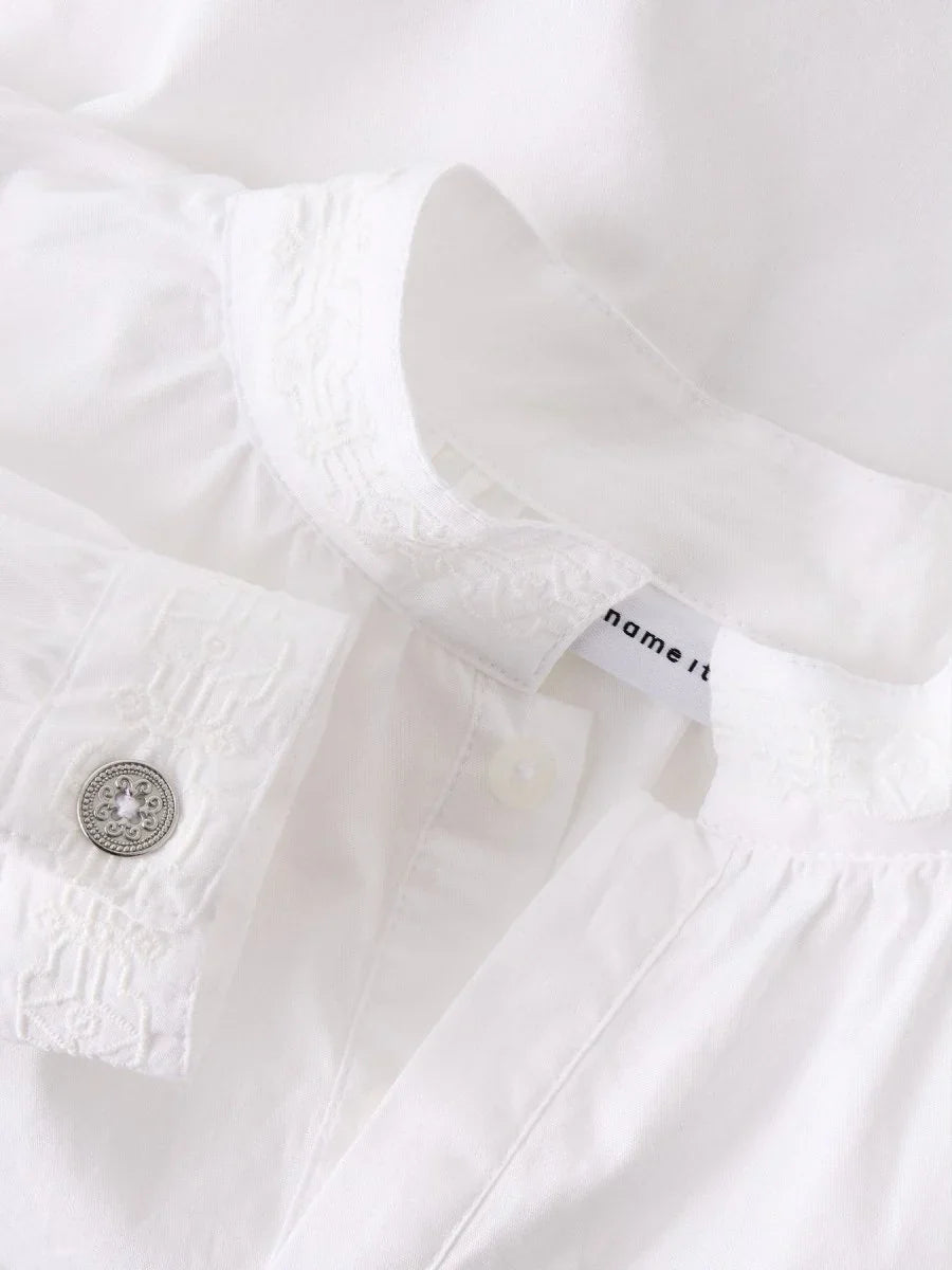 name it mini TOBY bunadskjorte – Bright White | Torgunns Barneklær AS