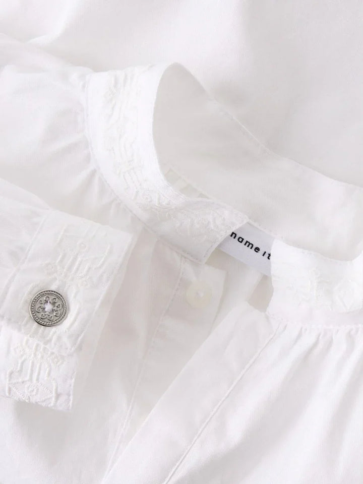 name it mini TOBY bunadskjorte – Bright White | Torgunns Barneklær AS