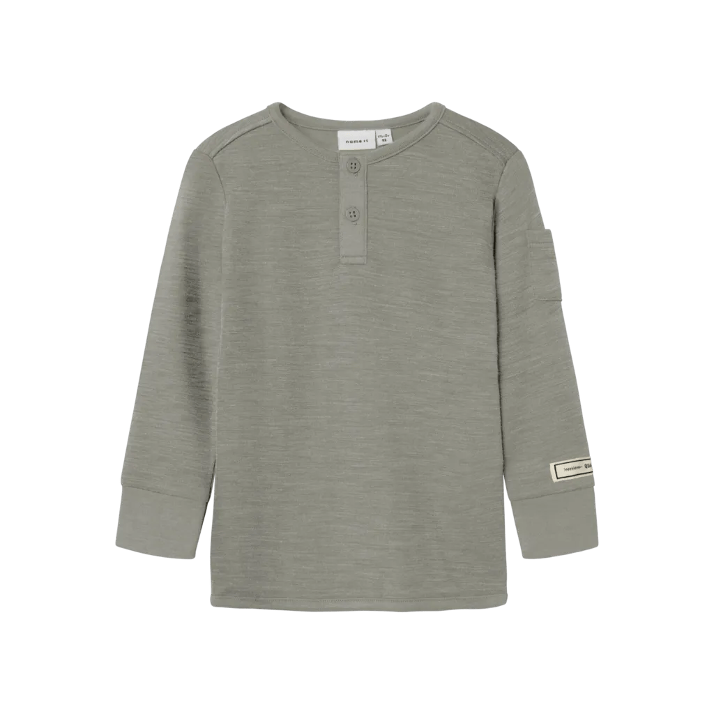 name it mini ULL/BAMBUS | WYLA LS TOP - Dried Sage | Torgunns Barneklær AS
