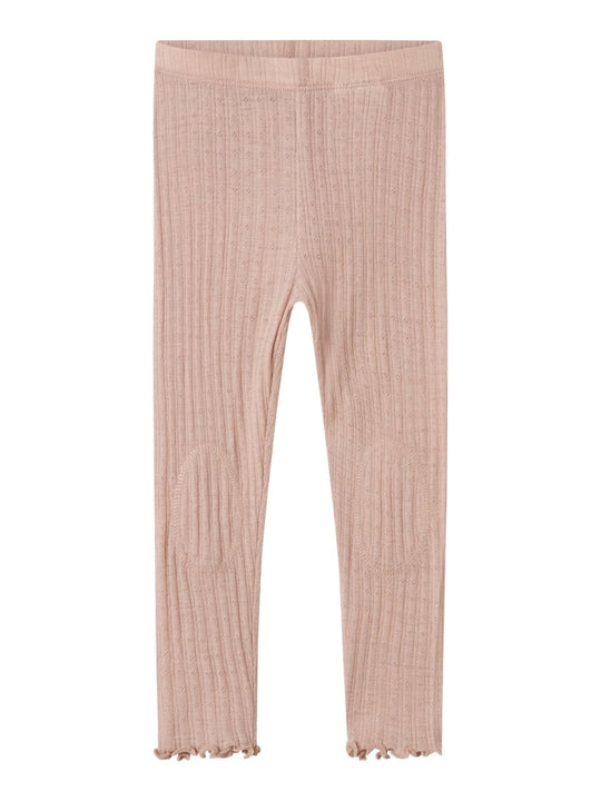name it mini ULL/SILKE WOSSA RIB LEGGING - Shadow Gray | Torgunns Barneklær AS