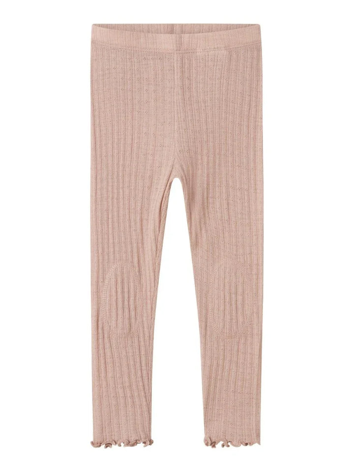 name it mini ULL/SILKE WOSSA RIB LEGGING - Shadow Gray | Torgunns Barneklær AS