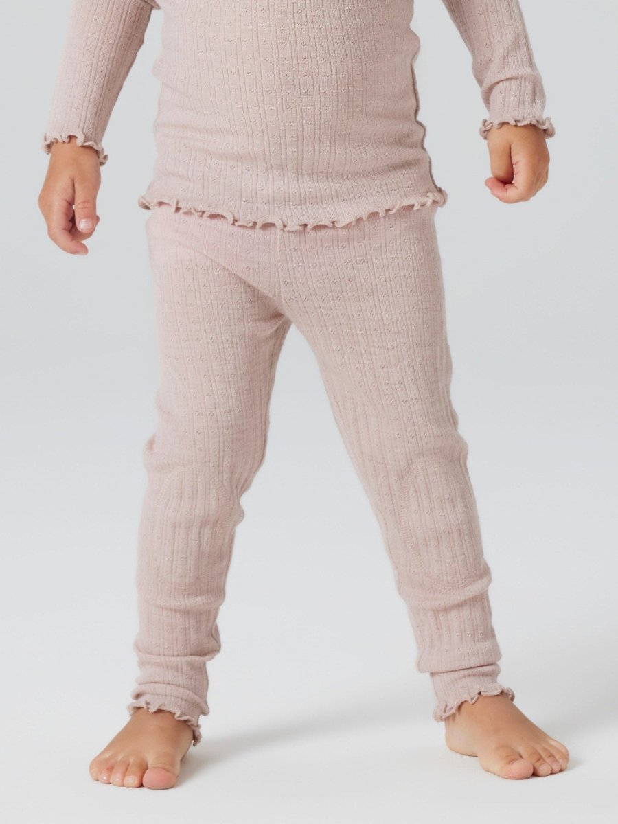 name it mini ULL/SILKE WOSSA RIB LEGGING - Shadow Gray | Torgunns Barneklær AS